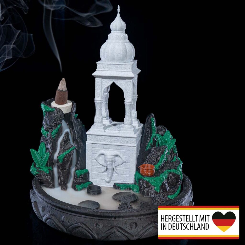 Backflow Räucherkegel Tempel des Elefanten mit Rauchfluss und Tempelturm
