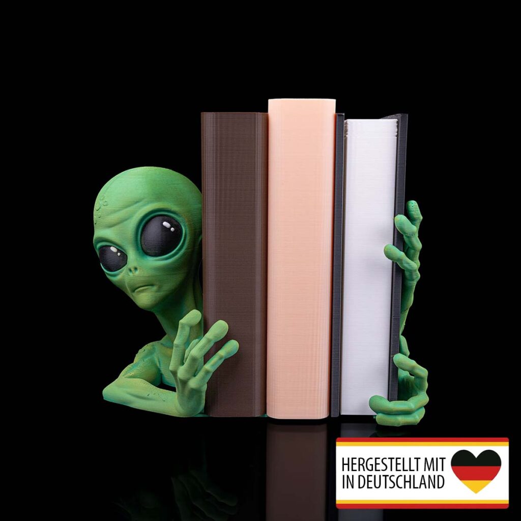 Buchstütze Alien – 3D Druck aus Deutschland