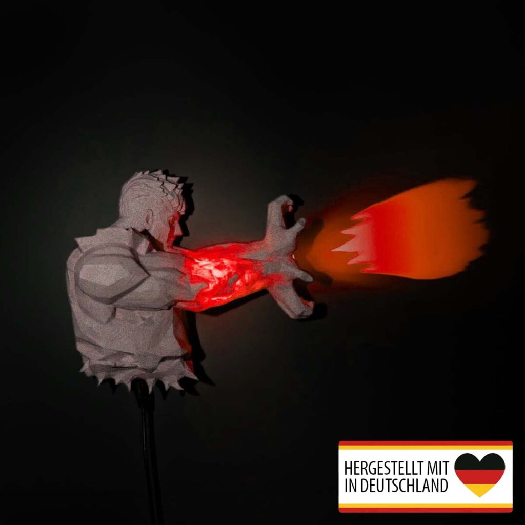 Wandlampe „Feuerball- Feuerkrieger“ – 3D-Druck Made in Germany