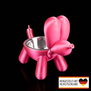 Fressnapf für Hunde und Katzen aus 3D-Druck in Pink in moderner Ballonhund-Optik.