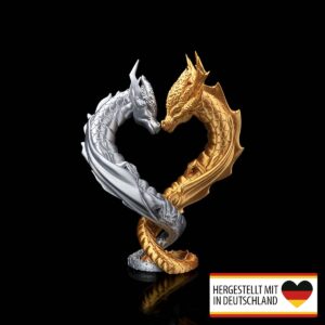 gold und silber drache formen ein herz als geschenk valentinstag drachen figur