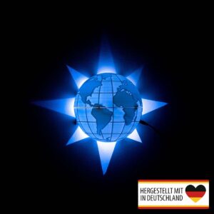 Globus Wandlampe mit sanftem blauem LED-Licht