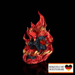 Halloween Teelichthalter brennender Totenkopf aus 3D-Druck – Frontansicht