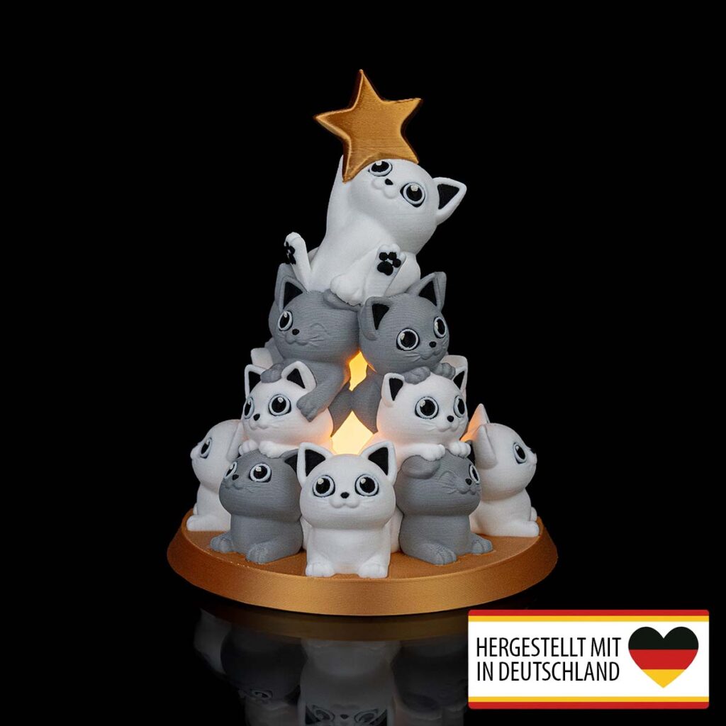 Tischlampe „Katzen- Tannenbaum“ – 3D-Druck Made in Germany | Teelichthalter