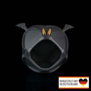 Seitliche Perspektive der Katzenhöhle Dämon im dunklen Fledermaus-Design.