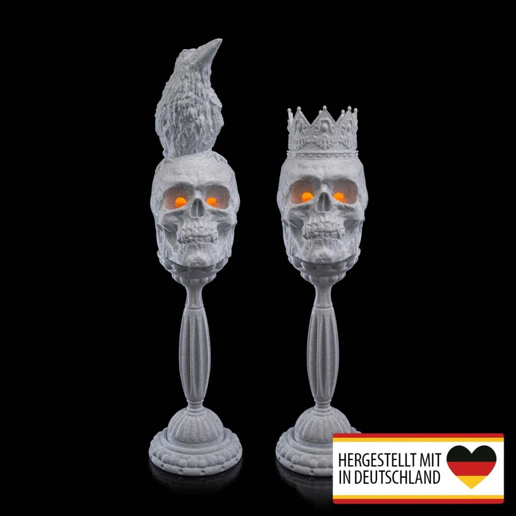Halloween Tischlampe „Kerzenhalter – gruselige Totenköpfe“ – 3D-Druck Made in Germany