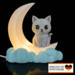 Kinderzimmerlampe Nachtlicht Stehlampe „Mond Katze“ – 3D-Druck in Germany