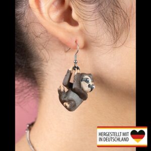 Stylischer Ohrring in Faultierform aus 3D-Druck, nachhaltiges Material