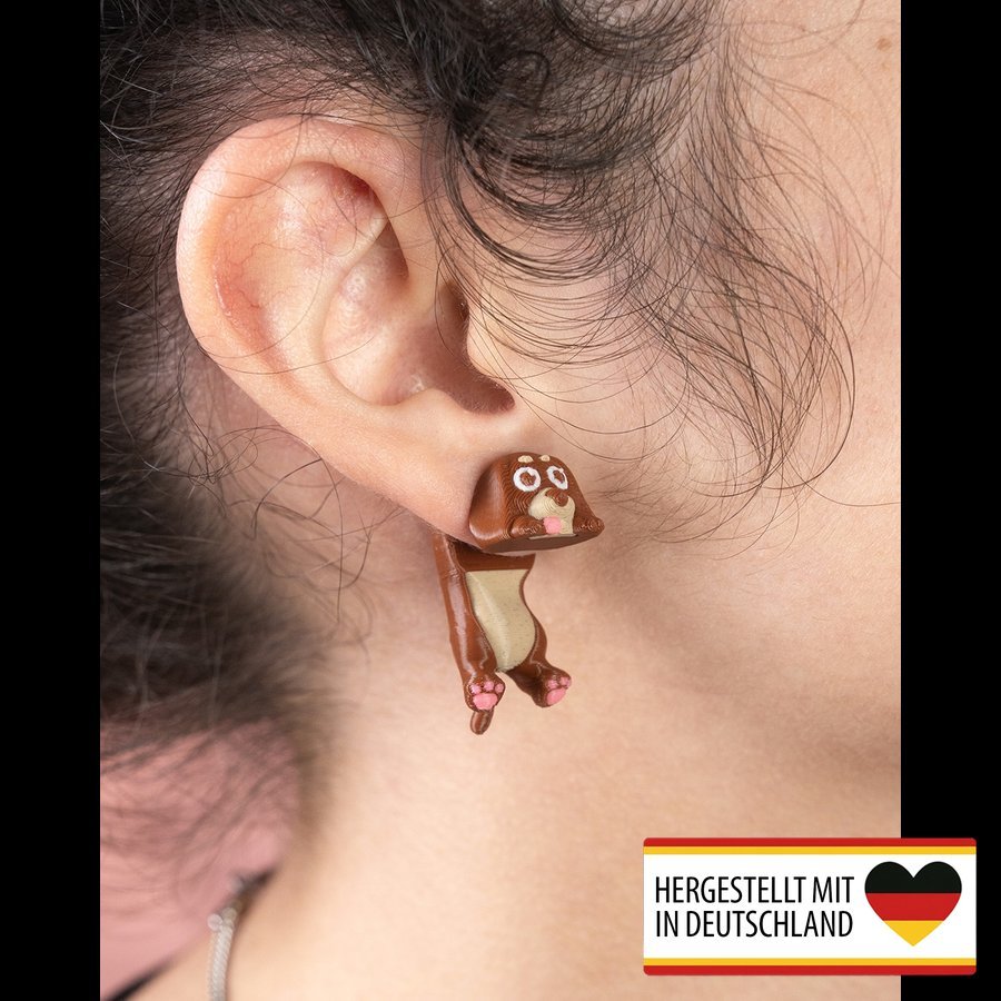 Filigraner Ohrring im Hundedesign aus 3D-Druck