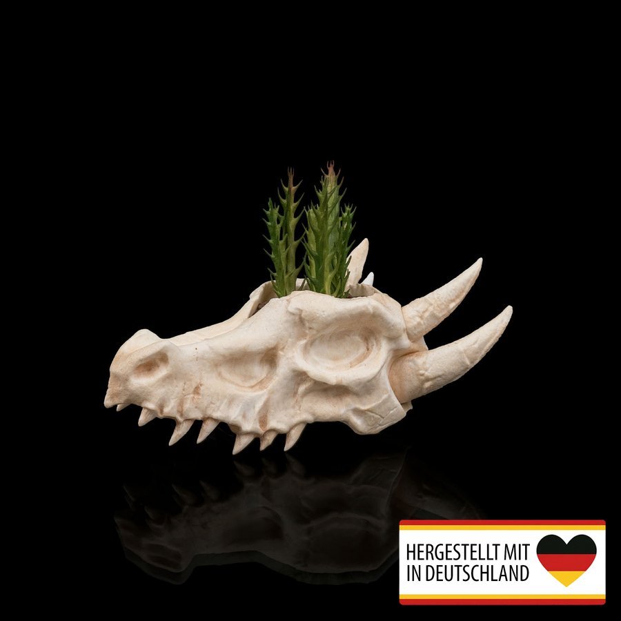 Handbemalter Pflanztopf in Tierschädelform als Dekoration