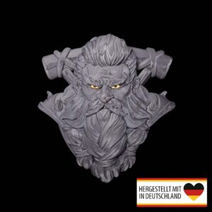 Frontansicht der 3D-gedruckten Schmied Wandlampe mit geflochtenem Bart