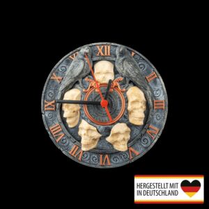 Mystische Totenkopf Uhr mit Krähen aus nachhaltigem PLA