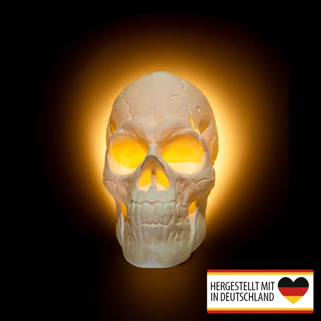 Wandlampe und Steckdosenlampe „Totenkopf“ – 3D-Druck Made in Germany