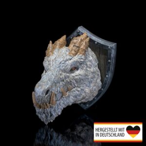 Mystische Wanddeko Polardrachen Trophäe in handbemalter Optik