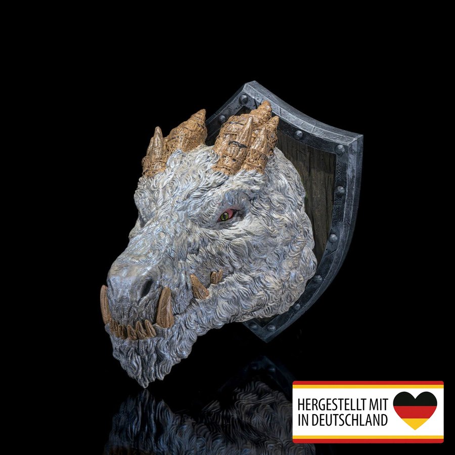 Wanddeko Polardrachen Trophäe - Mystisches Designhighlight