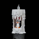 Weihnachten LED Teelicht „Pinguin in Kerze“ – 3D-Druck Made in Germany | Tischlampe