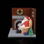 Weihnachten LED Teelicht „Weihnachtsmann am Kaminfeuer“ – 3D-Druck Made in Germany | Tischlampe