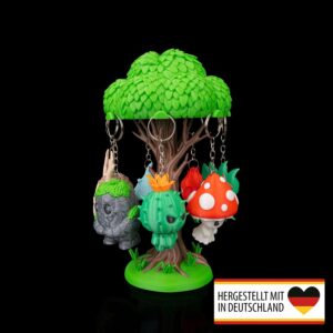 Niedliche Waldgeister auf Display aus nachhaltigem PLA