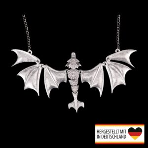Mystische Halskette Schwingen des Silberdrachen in Silber