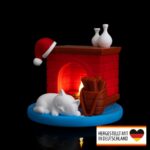 Weihnachts- Schlafende Samtpfote- LED- Teelichthalter - Verzaubert Dein Zuhause
