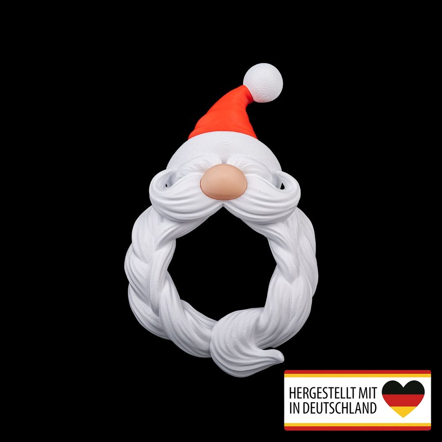Festlicher Türkranz mit Weihnachtsmann-Bart für Weihnachten
