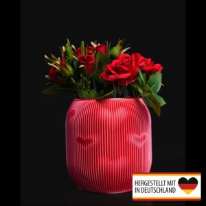 Vase mit Herz- und Rillendesign aus nachhaltigem PLA