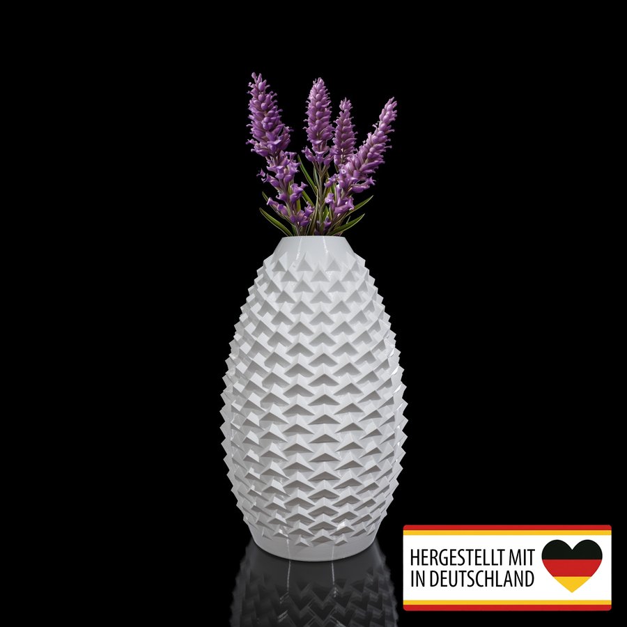 Vase Pointara aus nachhaltigem PLA, 24,5 cm hoch, modernes Design
