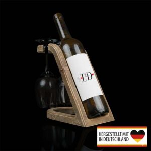 Eleganter Weinflaschenhalter mit Weinglashalter aus nachhaltigem PLA