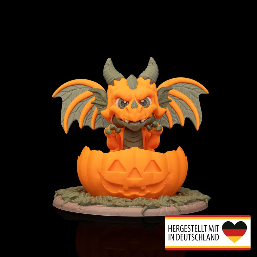 Magische Drachenfigur in Halloween Kürbis Design, ideal für Sammler