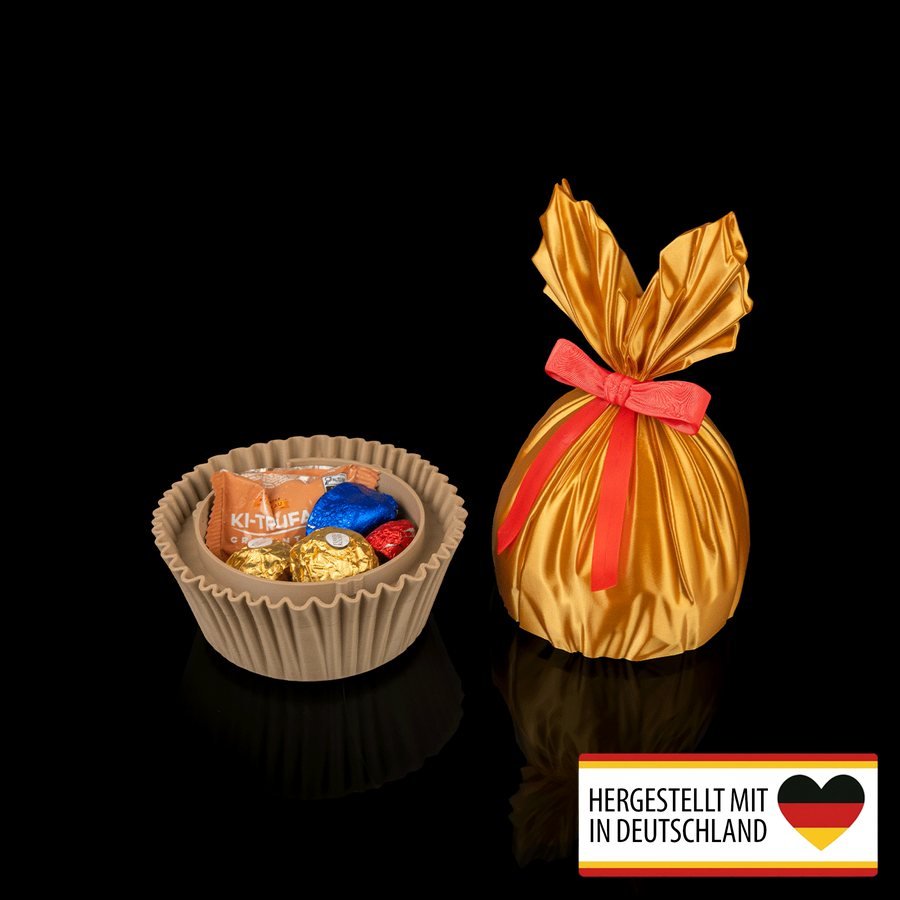 3D-gedrucktes Osterei als Osternest und Geschenk in Frühlingsfarben